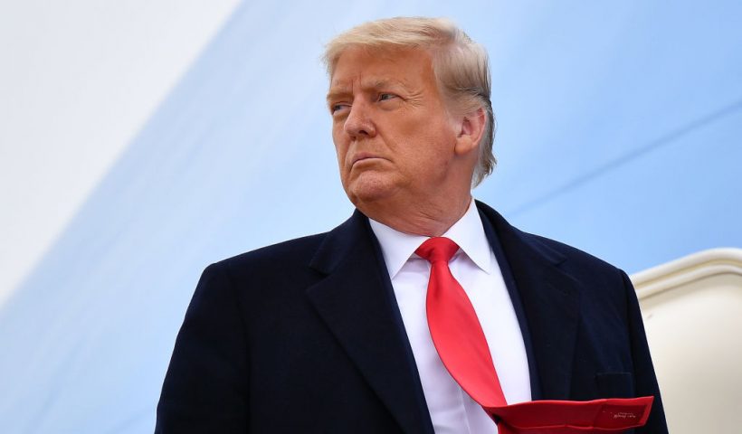 US President Donald Trump boards Air Force One before departing Harlingen, Texas on January 12, 2021. (Photo by MANDEL NGAN / AFP) (Photo by MANDEL NGAN/AFP via Getty Images)