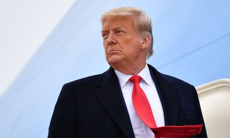 US President Donald Trump boards Air Force One before departing Harlingen, Texas on January 12, 2021. (Photo by MANDEL NGAN / AFP) (Photo by MANDEL NGAN/AFP via Getty Images)