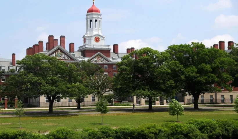 CAMBRIDGE, MASSACHUSETTS - JULY 08: A view of the campus of Harvard University on July 08, 2020 in Cambridge, Massachusetts. Harvard and Massachusetts Institute of Technology have sued the Trump administration for its decision to strip international college students of their visas if all of their courses are held online. (Photo by Maddie Meyer/Getty Images)