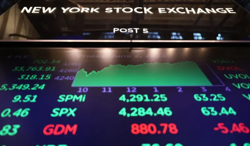 NEW YORK, NEW YORK - JUNE 02: Stock market numbers are displayed on a screen at the New York Stock Exchange during afternoon trading on June 02, 2023 in New York City. Markets closed on a high note amid the passage of the a debt ceiling bill that will avert a government shutdown and the release of a positive Department of Labor jobs report from May that exceeded forecasters' expectations with the U.S. economy adding 339,000 jobs and the unemployment rate jumping to 3.7% from 3.4%. (Photo by Michael M. Santiago/Getty Images)