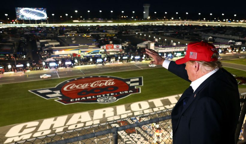 CONCORD, NORTH CAROLINA - MAY 26: Former U.S. President and Republican presidential candidate Donald Trump looks on during the NASCAR Cup Series Coca-Cola 600 at Charlotte Motor Speedway on May 26, 2024 in Concord, North Carolina. (Photo by Jared C. Tilton/Getty Images)