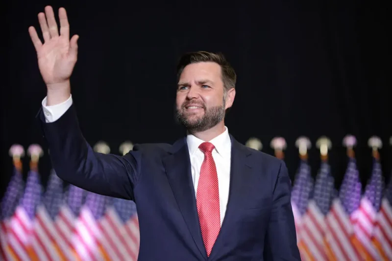RADFORD, VIRGINIA - JULY 22: Republican vice presidential nominee, U.S. Sen. J.D. Vance (R-OH) holds a campaign rally at Radford University on July 22, 2024 in Radford, Virginia. Vance is on the first campaign swing for either presidential ticket since President Joe Biden yesterday abruptly ended his reelection bid and threw his support behind Vice President Kamala Harris. (Photo by Alex Wong/Getty Images)