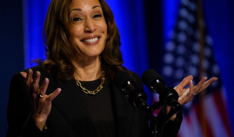 PITTSBURGH, PENNSYLVANIA - SEPTEMBER 25: US Vice President and Democratic nominee for President Kamala Harris speaks at an event hosted by The Economic Club of Pittsburgh at Carnegie Mellon University on September 25, 2024 in Pittsburgh, Pennsylvania. During the speech, Harris gave details about her economic platform, including ways to support small businesses and making home ownership more attainable, among other policy proposals. (Photo by Jeff Swensen/Getty Images)