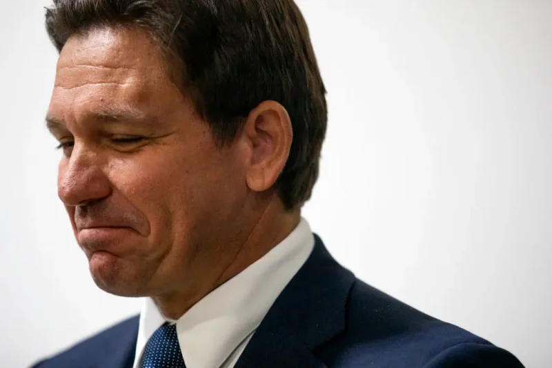 NORTHWOOD, OHIO - NOVEMBER 1: Florida Gov. Ron DeSantis stands to the side of the stage before speaking during a campaign event with Republican nominee for U.S. Senate Bernie Moreno on November 1, 2024 in at Spartan Northwood Warehouse in Northwood, Ohio. U.S. Sen. Sherrod Brown (D-OH) and Republican Bernie Moreno are deadlocked in the final stretch of the Ohio Senate race drawing more ad spending than any other Senate race in history. (Photo by Emily Elconin/Getty Images)
