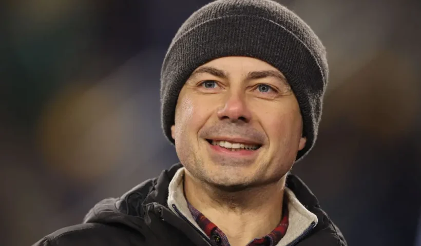 SOUTH BEND, INDIANA - DECEMBER 20: United States Secretary of Transportation Pete Buttigieg looks on prior to the Playoff First Round game between the Indiana Hoosiers and the Notre Dame Fighting Irish at Notre Dame Stadium on December 20, 2024 in South Bend, Indiana. (Photo by Michael Reaves/Getty Images)