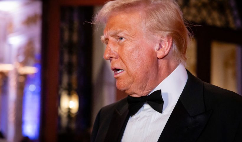 PALM BEACH, FLORIDA - DECEMBER 31: U.S. President-elect Donald Trump arrives on New Year's Eve at his Mar-A-Lago Club on December 31, 2024 in Palm Beach, Florida. Trump continues to fill posts in his upcoming administration ahead of his January 20 inauguration. (Photo by Eva Marie Uzcategui/Getty Images)