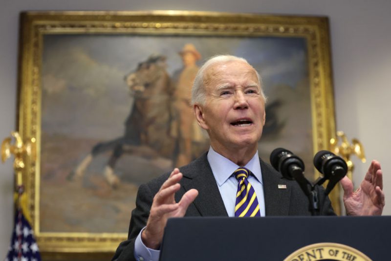 WASHINGTON, DC - JANUARY 10: U.S. President Joe Biden speaks during an event at the Roosevelt Room of the White House on January 10, 2025 in Washington, DC. President Biden spoke on today’s jobs report and the state of the economy. (Photo by Alex Wong/Getty Images)