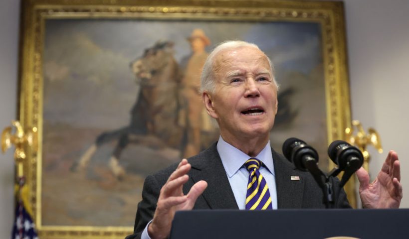 WASHINGTON, DC - JANUARY 10: U.S. President Joe Biden speaks during an event at the Roosevelt Room of the White House on January 10, 2025 in Washington, DC. President Biden spoke on today’s jobs report and the state of the economy. (Photo by Alex Wong/Getty Images)