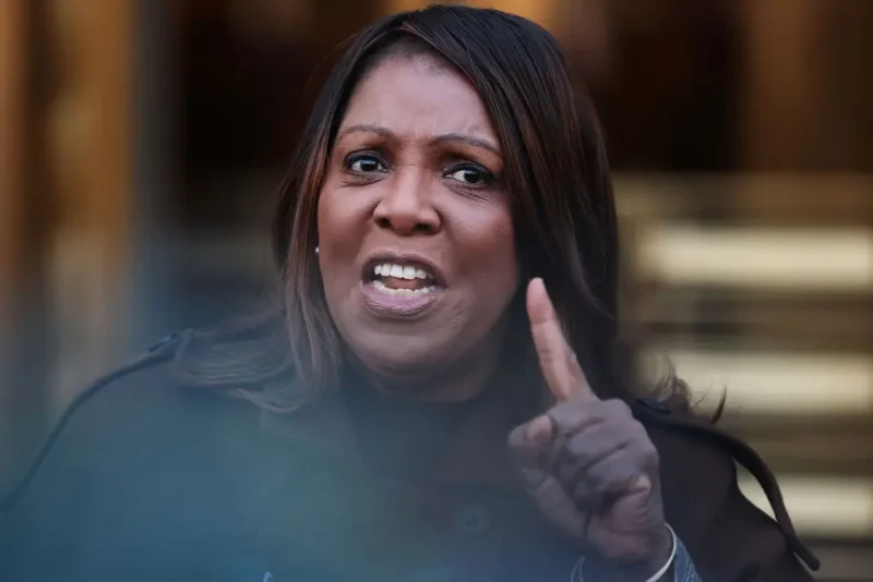 NEW YORK, NEW YORK - FEBRUARY 14: NY Attorney General Letitia James speaks during a press conference on the Department of Government Efficiency (DOGE) at Manhattan Federal Courthouse on February 14, 2025 in New York City. James was joined by Connecticut Attorney General William Tong for a press conference ahead of a scheduled court hearing as they discussed their ongoing lawsuit with 17 other state attorneys general to stop Elon Musk’s DOGE from accessing personal data housed in the Treasury Department. (Photo by Michael M. Santiago/Getty Images)