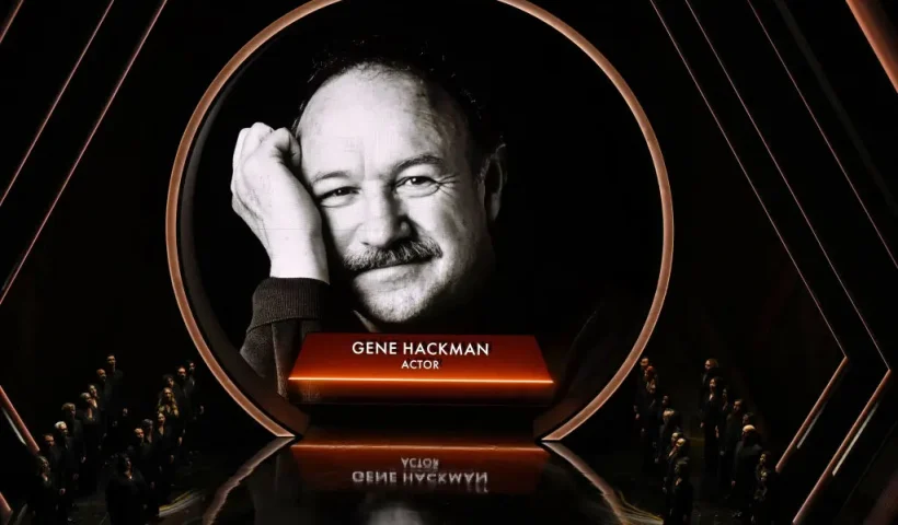 An image of late US actor Gene Hackman is seen on a screen during an 'in memoriam' segment at the 97th Annual Academy Awards at the Dolby Theatre in Hollywood, California on March 2, 2025. (Photo by Patrick T. Fallon / AFP) (Photo by PATRICK T. FALLON/AFP via Getty Images)
