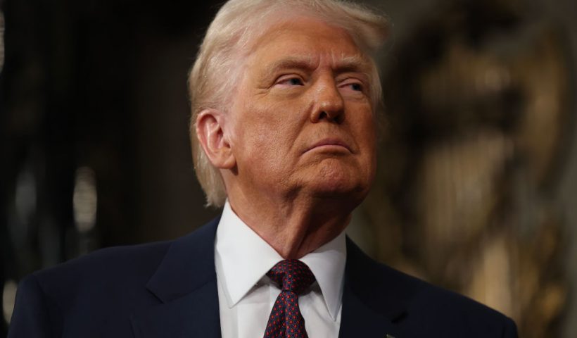 WASHINGTON, DC - MARCH 04: U.S. President Donald Trump addresses a joint session of Congress at the U.S. Capitol on March 04, 2025 in Washington, DC. President Trump was expected to address Congress on his early achievements of his presidency and his upcoming legislative agenda. (Photo by Win McNamee/Getty Images)