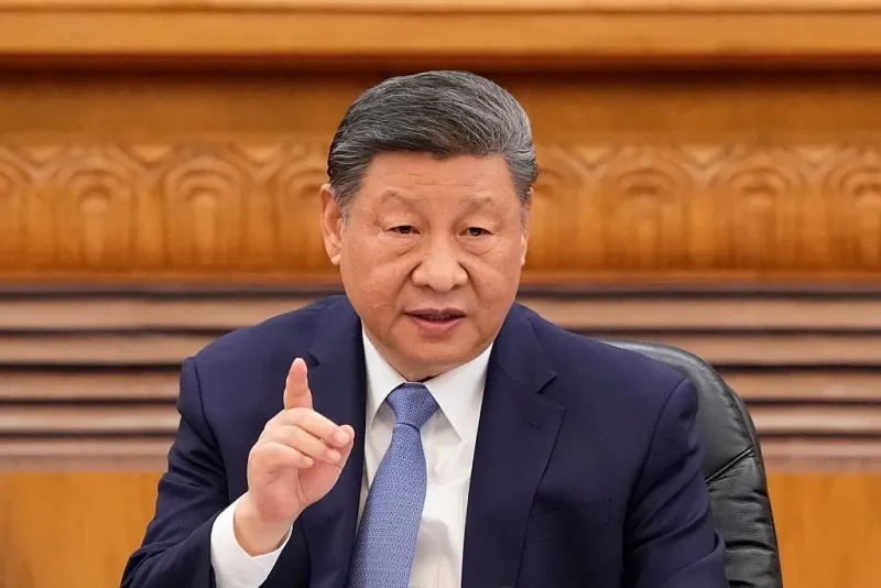 BEIJING, CHINA - MARCH 28: Chinese President Xi Jinping speaks during an international business meeting at The Great Hall Of The People on March 28, 2025 in Beijing, China. Chinese President Xi Jinping hosted the meeting with CEOs from global companies that participated in the China Development Forum held earlier this week. China is aiming to boost ties with global companies as the Trump administration continues imposing tariffs. (Photo by Ken Ishii - Pool/Getty Images)