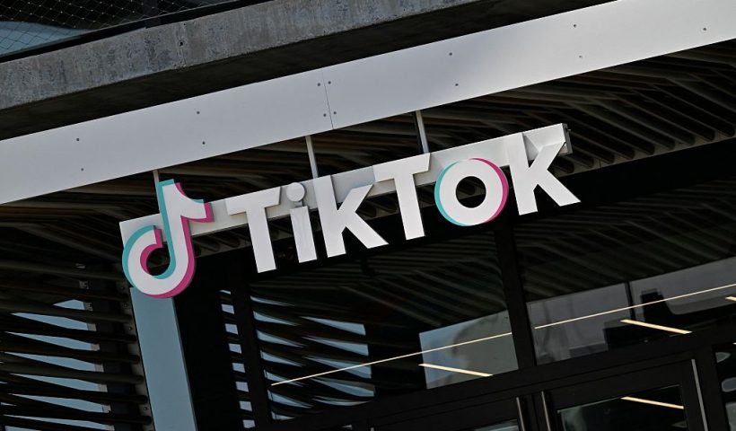 The TikTok logo is seen outside the Chinese video app company's Los Angeles offices on April 4, 2025 in Culver City, California. US President Donald Trump announced April 4, 2025 that the deadline for China's ByteDance company, which owns the popular social media app, to sell their US Tik tok operations, has been extended for a second time. (Photo by Robyn Beck / AFP) (Photo by ROBYN BECK/AFP via Getty Images)