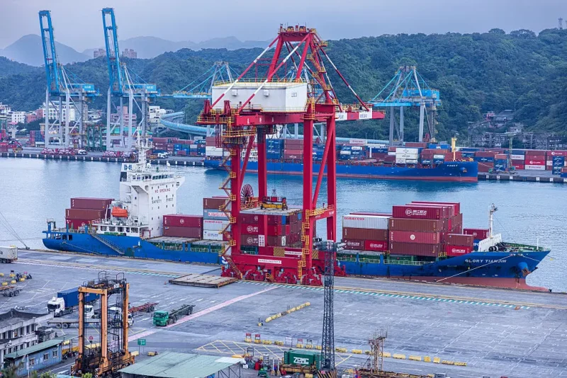 KEELUNG, TAIWAN - APRIL 04: Containers are seen at the Port of Keelung on April 04, 2025 in Keelung, Taiwan. U.S. President Donald Trump on Wednesday announced sweeping "reciprocal tariffs" on U.S. trading partners, including a 32 percent tax on goods from Taiwan that is set to take effect on April 9. Taiwan said on Thursday that U.S. tariffs levied on the island were unreasonable and it would discuss them with Washington, partly blaming U.S. tech curbs on China in President Donald Trump's first term for driving the trade imbalance. (Photo by Annabelle Chih/Getty Images)