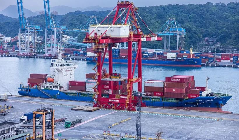 KEELUNG, TAIWAN - APRIL 04: Containers are seen at the Port of Keelung on April 04, 2025 in Keelung, Taiwan. U.S. President Donald Trump on Wednesday announced sweeping "reciprocal tariffs" on U.S. trading partners, including a 32 percent tax on goods from Taiwan that is set to take effect on April 9. Taiwan said on Thursday that U.S. tariffs levied on the island were unreasonable and it would discuss them with Washington, partly blaming U.S. tech curbs on China in President Donald Trump's first term for driving the trade imbalance. (Photo by Annabelle Chih/Getty Images)