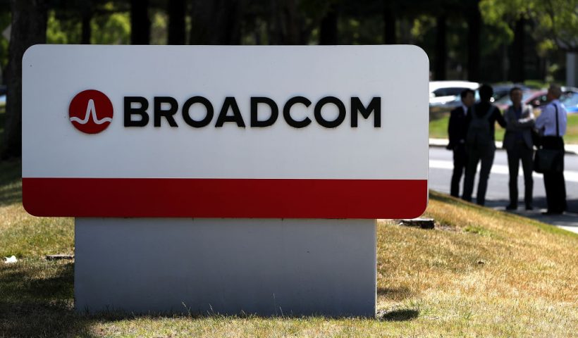 SAN JOSE, CA - JUNE 07: Signage is displayed outside the Broadcom offices on June 7, 2018 in San Jose, California. Broadcom is expected to report second-quarter earnings today after the closing bell. (Photo by Justin Sullivan/Getty Images)