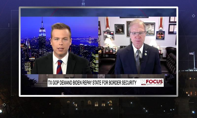 Video still from Rep. Brian Babin's interview with In Focus on One America News Network