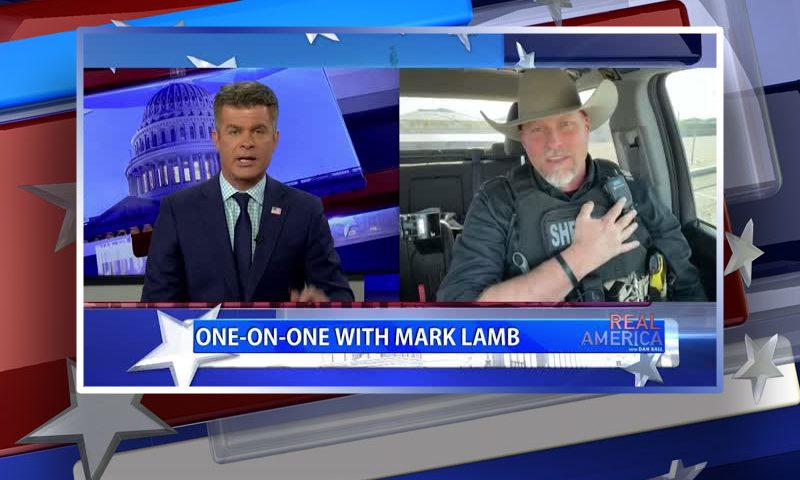 Video still from Sheriff Mark Lamb's interview with Real America on One America News Network