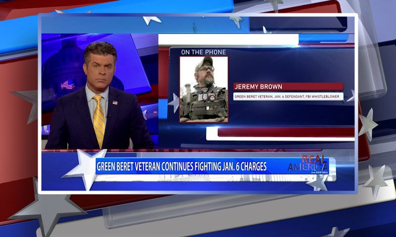 Video still from Jeremy Brown's interview with Real America on One America News Network