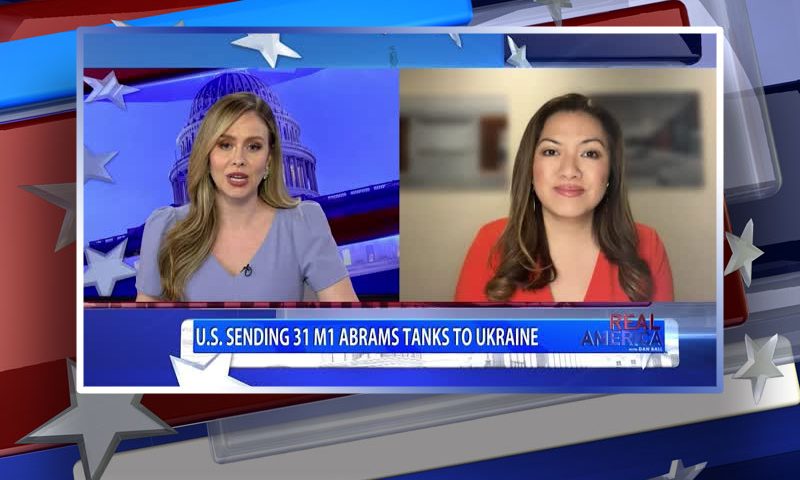 Video still from Angie Wong's interview with Real America on One America News Network