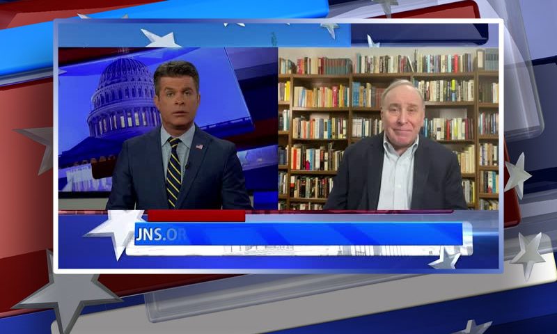 Video still from Jonathan Tobin's interview with Real America on One America News Network