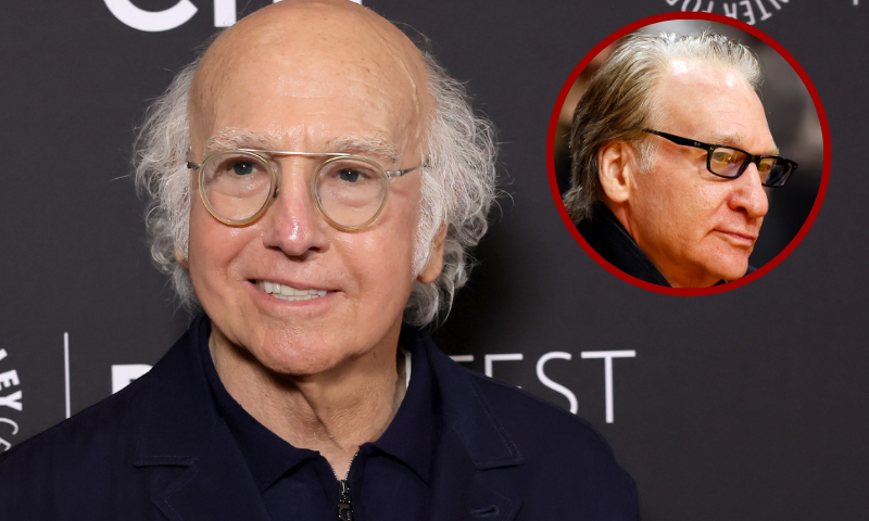 (L) HOLLYWOOD, CALIFORNIA - APRIL 18: Larry David arrives at Paley Fest LA 2024 - "Curb Your Enthusiasm" at the Dolby Theatre on April 18, 2024 in Hollywood, California. (Photo by Kevin Winter/Getty Images) / (R) LOS ANGELES, CALIFORNIA - DECEMBER 02: Bill Maher attends a game between the Houston Rockets and the Los Angeles Lakers at Crypto.com Arena on December 02, 2023 in Los Angeles, California. NOTE TO USER: User expressly acknowledges and agrees that, by downloading and/or using this photograph, user is consenting to the terms and conditions of the Getty Images License Agreement. (Photo by Ronald Martinez/Getty Images)