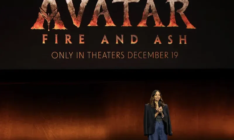 Zoe Saldana promotes the upcoming movie “Avatar Fire and Ash” during a Walt Disney Studios presentation at CinemaCon, the official convention of Cinema United, in Las Vegas, Nevada, U.S. April 3, 2025. REUTERS/Steve Marcus