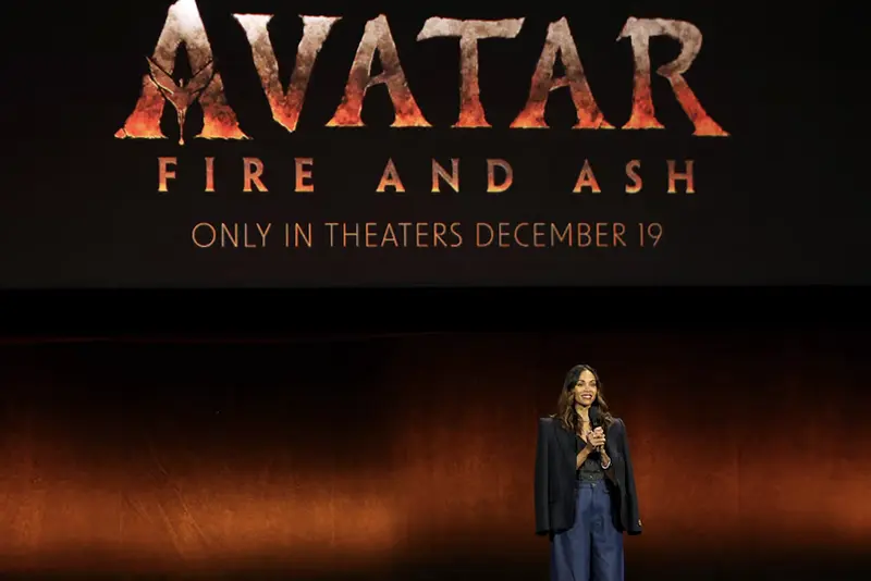 Zoe Saldana promotes the upcoming movie “Avatar Fire and Ash” during a Walt Disney Studios presentation at CinemaCon, the official convention of Cinema United, in Las Vegas, Nevada, U.S. April 3, 2025. REUTERS/Steve Marcus