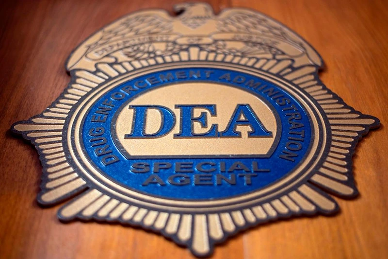 A logo reading DEA Special Agent is pictured in the Office of the US Drug Enforcement Administration (DEA) on  May 29, 2019 in New York City. (Photo by Johannes EISELE / AFP) (Photo by JOHANNES EISELE/AFP via Getty Images)