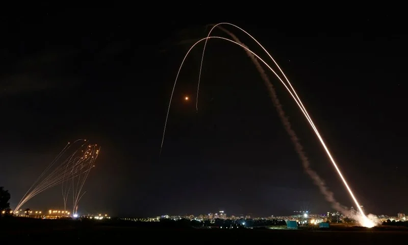 TOPSHOT - Israel's Iron Dome aerial defence system is launched to intercept a rocket launched from the Gaza Strip, controlled by the Palestinian Hamas movement, above the southern Israeli city of Ashdod, on May 11, 2021. (Photo by Menahem KAHANA / AFP) (Photo by MENAHEM KAHANA/AFP via Getty Images)