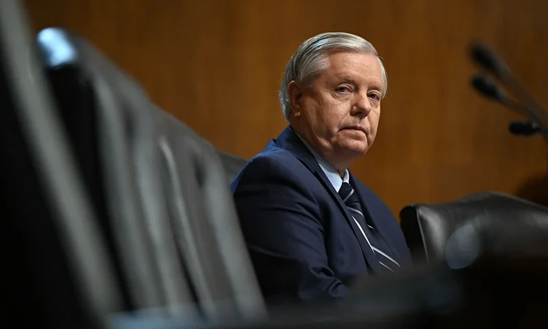 US Senator Lindsey Graham (R-SC) looks on during a Senate Judiciary Subcommittee on Privacy, Technology, and the Law oversight hearing to examine artificial intelligence, on Capitol Hill in Washington, DC, on May 16, 2023. (Photo by ANDREW CABALLERO-REYNOLDS / AFP) (Photo by ANDREW CABALLERO-REYNOLDS/AFP via Getty Images)