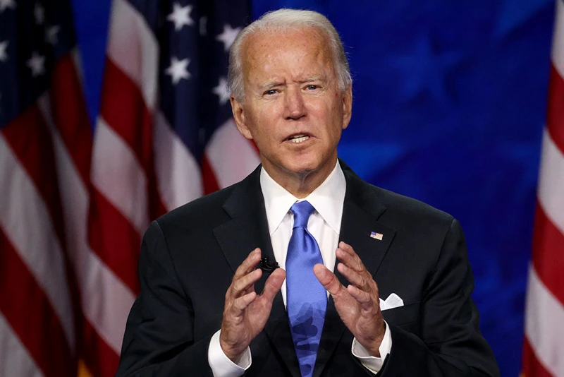 WILMINGTON, DELAWARE - AUGUST 20: Democratic presidential nominee Joe Biden delivers his acceptance speech on the fourth night of the Democratic National Convention from the Chase Center on August 20, 2020 in Wilmington, Delaware. The convention, which was once expected to draw 50,000 people to Milwaukee, Wisconsin, is now taking place virtually due to the coronavirus pandemic. (Photo by Win McNamee/Getty Images)