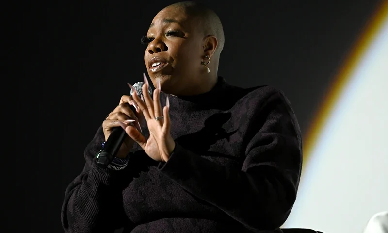 NEW YORK, NEW YORK - FEBRUARY 01: Symone Sanders speaks during the "Pamela, a love story" NY Special Screening at The Paris Theatre on February 01, 2023 in New York City. (Photo by Roy Rochlin/Getty Images for Netflix)