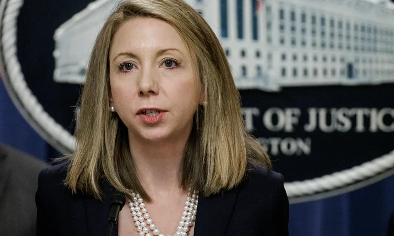 U.S. Attorney for the Eastern District of Virginia Jessica Aber speaks during a press conference at the U.S. Department of Justice on December 6, 2023 in Washington, DC. The Department of Justice announced today that four Russian military personnel have been indicted for war crimes committed against a U.S. national living in Ukraine, the first of such charges ever to be brought under the U.S. war crimes statute. (Photo by Samuel Corum/Getty Images)