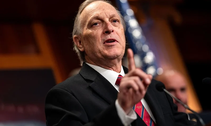 WASHINGTON, DC - DECEMBER 18: Rep. Andy Biggs (R-AZ) speaks during a news conference on the proposed continuing resolution to extend government funding through March 14, on Capitol Hill on December 18, 2024 in Washington, DC. Allies of President-elect Trump criticized a massive government funding bill unveiled Tuesday, urging lawmakers to oppose it ahead of a looming deadline and complicating efforts by House GOP leaders, while Trump himself has yet to weigh in. (Photo by Kent Nishimura/Getty Images)