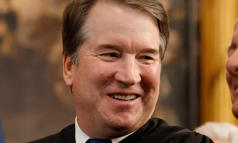 U.S. Supreme Court Associate Justice Brett Kavanaugh (L) share a laugh with Chief Justice John Roberts while waiting for their opportunity to leave the stage at the conclusion of the inauguration ceremonies in the Rotunda of the U.S. Capitol on January 20, 2025 in Washington, DC. Donald Trump took the oath of office for his second term as the 47th president of the United States. (Photo by Chip Somodevilla/Getty Images)