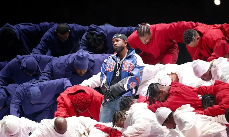 Kendrick Lamar performs onstage during Apple Music Super Bowl LIX Halftime Show at Caesars Superdome on February 09, 2025 in New Orleans, Louisiana. (Photo by Gregory Shamus/Getty Images)