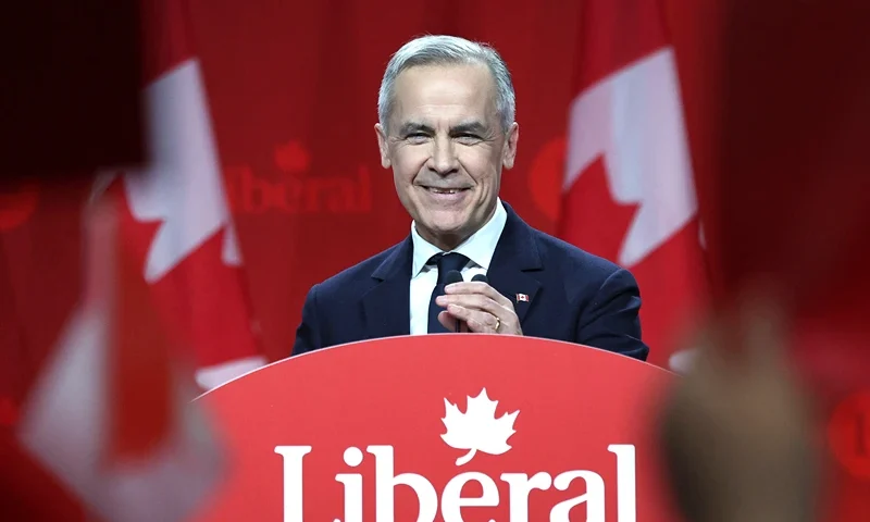 TOPSHOT - Canada's Liberal Leader and Prime Minister-elect Mark Carney speaks after being elected as the new Liberal Party leader, in Ottawa on March 9, 2025. Canada's Liberal Party overwhelmingly elected Mark Carney as its new leader and the country's next prime minister on March 9, 2025, tasking the former central banker with helming Ottawa's response to threats from US President Donald Trump. (Photo by Dave Chan / AFP) (Photo by DAVE CHAN/AFP via Getty Images)