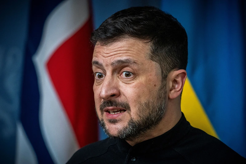 Ukrainian President Volodymyr Zelensky addresses a press conference with the Norwegian Prime Minister in the government's representative building in Oslo, Norway on March 20, 2025. (Photo by Ole Berg-Rusten / NTB / AFP) / Norway OUT (Photo by OLE BERG-RUSTEN/NTB/AFP via Getty Images)
