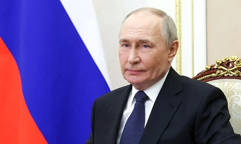 In this pool photograph distributed by the Russian state agency Sputnik, Russia's President Vladimir Putin chairs a Security Council meeting via videoconference at the Kremlin in Moscow on March 28, 2025. (Photo by Sergei ILYIN / POOL / AFP) (Photo by SERGEI ILYIN/POOL/AFP via Getty Images)