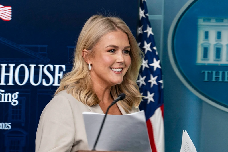 April 1 th 2025 Washington DC at the White House press Secretary Karoline Leavitt had a press briefing she took many questions on ICE and on the court case . And the tariffs what are taking place tomorrow. On April 1th 2025 Washington DC (Photo by Andrew Thomas / Middle East Images / Middle East Images via AFP) (Photo by ANDREW THOMAS/Middle East Images/AFP via Getty Images)