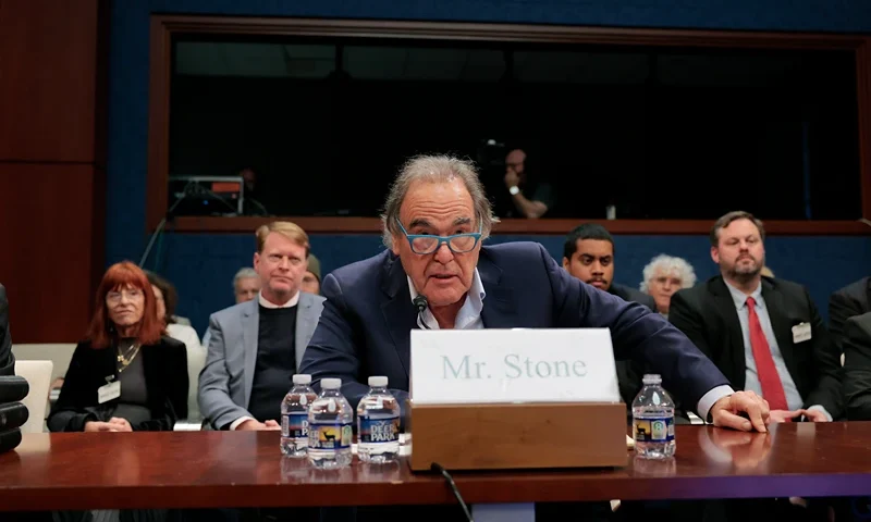 WASHINGTON, DC - APRIL 01: Filmmaker Oliver Stone testifies during a hearing with the House Oversight Committee at the U.S. Capitol on April 01, 2025 in Washington, DC. The Committee's Task Force on the Declassification of Federal Secrets Subcommittee convened a hearing titled "The JFK Files." (Photo by Anna Moneymaker/Getty Images)