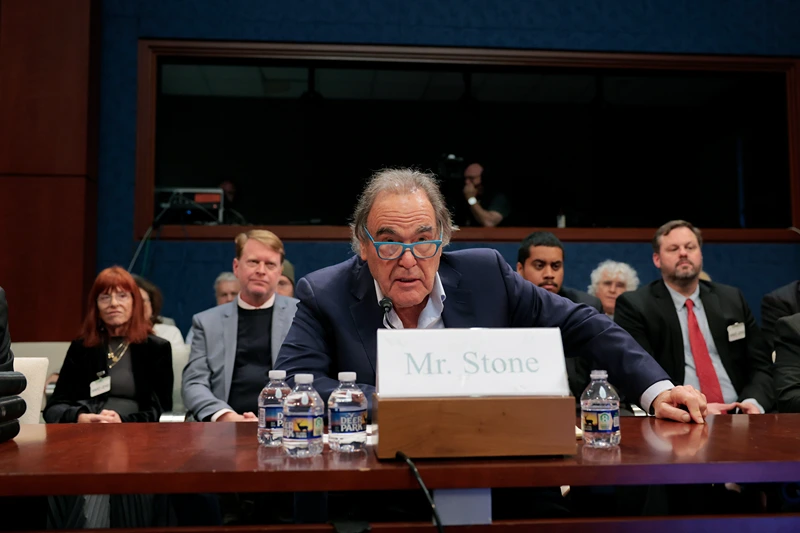 WASHINGTON, DC - APRIL 01: Filmmaker Oliver Stone testifies during a hearing with the House Oversight Committee at the U.S. Capitol on April 01, 2025 in Washington, DC. The Committee's Task Force on the Declassification of Federal Secrets Subcommittee convened a hearing titled "The JFK Files." (Photo by Anna Moneymaker/Getty Images)
