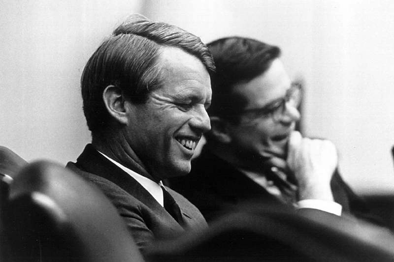 379570 12: Sen. Robert F. Kennedy with his aide Theodore Sorenson April 3, 1968. (Photo by National Archive/Newsmakers)