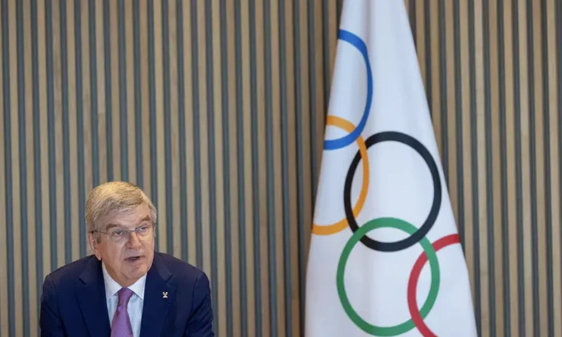 International Olympic Committee (IOC) President Thomas Bach attends the opening of the Executive Board meeting at the Olympic House in Lausanne, Switzerland, March 19, 2024. REUTERS/Denis Balibouse