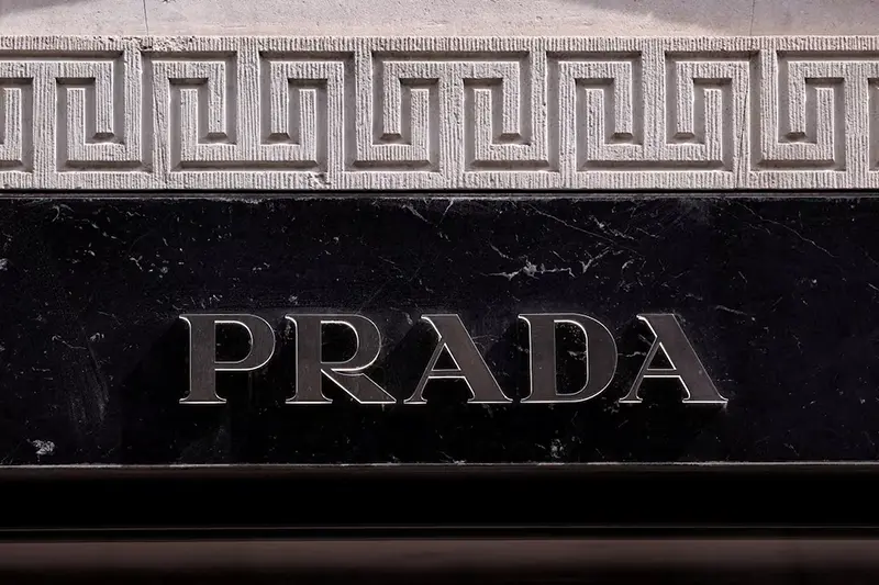 The logo of fashion house Prada is seen outside a shop in Milan, Italy, April 8, 2024. REUTERS/Claudia Greco/File Photo