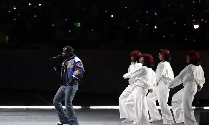 Kendrick Lamar performs during the halftime show at Caesars Superdome, New Orleans, Louisiana, United States - February 9, 2025, REUTERS/Mike Segar/File Photo