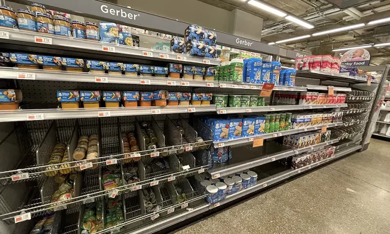 Gerber baby food products are seen on shelves at a buybuy Baby store in Libertyview Industrial Plaza, Brooklyn, New York, U.S., September 14, 2022. REUTERS/Siddharth Cavale/File Photo