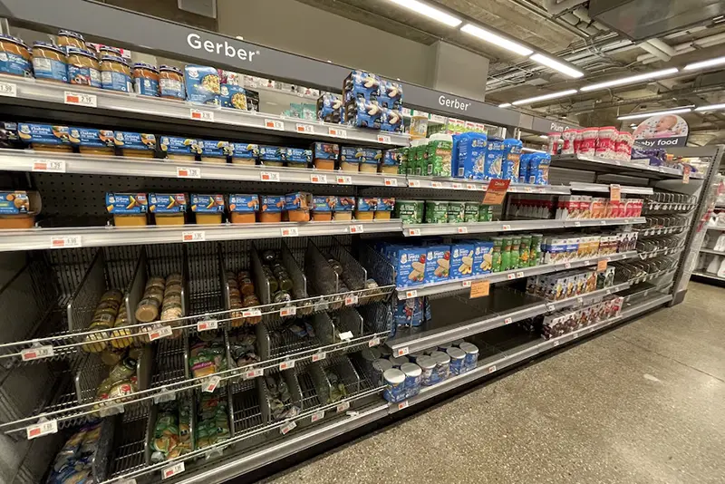 Gerber baby food products are seen on shelves at a buybuy Baby store in Libertyview Industrial Plaza, Brooklyn, New York, U.S., September 14, 2022. REUTERS/Siddharth Cavale/File Photo
