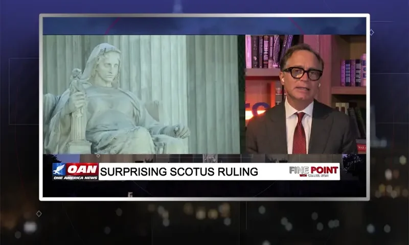 Video still from Fine Point on One America News Network during an interview with the guest, Dan Schneider.